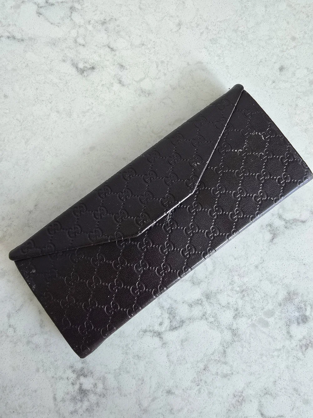 Gucci Brown Embossed GG Envelope Sunglasses Case